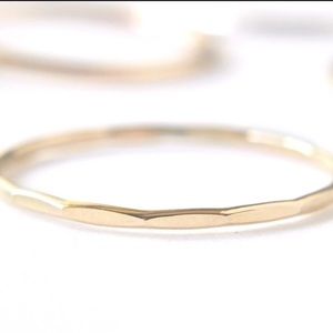 (2-13) 14K Yellow Gold Filled Faceted Hammered Band Stackable Stacking Ring